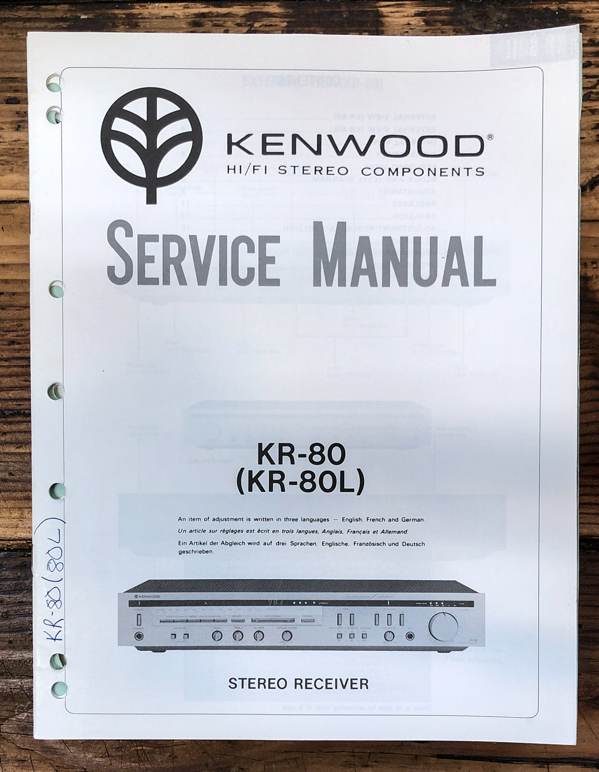 Kenwood KR-80 KR-80L Receiver  Service Manual *Original*