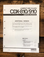 Yamaha CDX-810 CDX-910 CD Player Additional Service Manual *Original*