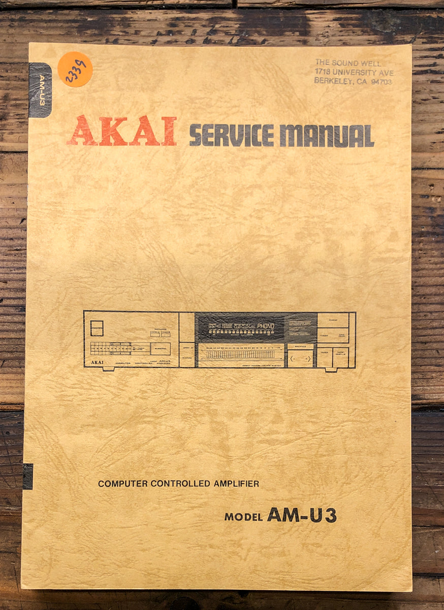 Akai AM-U3 Amplifier  Service Manual *Original*