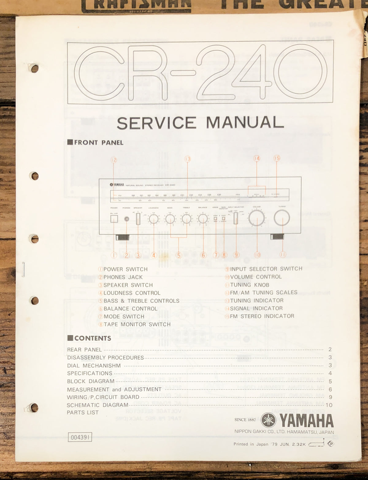 Yamaha CR-240 Receiver  Service Manual *Original*