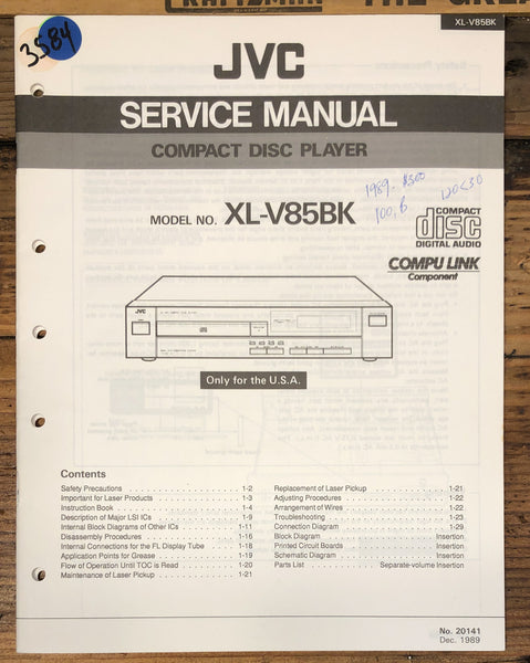 JVC XL-V85 -V85BK CD Player Service Manual *Original*