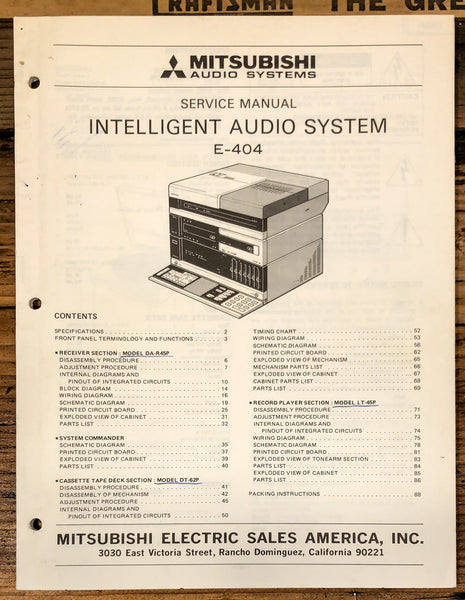 Mitsubishi E-404 Stereo  Service Manual *Original*