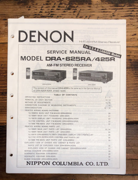 Denon DRA-425R DRA-625RA Receiver  Service Manual *Original*