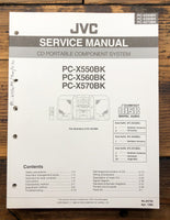 JVC PC-X550 PC-X560 PC-X570 CD Portable Stereo  Service Manual *Original*