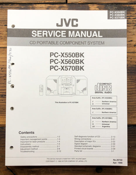JVC PC-X550 PC-X560 PC-X570 CD Portable Stereo  Service Manual *Original*