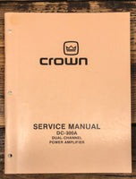 Crown DC-300A Amplifier  Service Manual *Original*