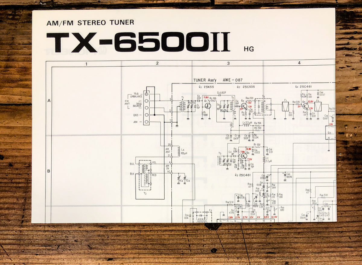 Pioneer TX-6500 MK2 HG Tuner Large Fold Out Schematic *Original*