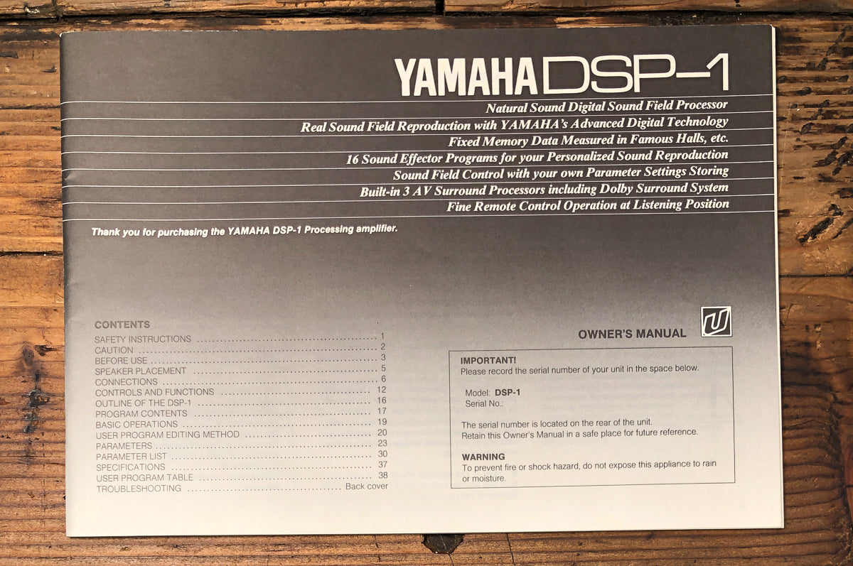 Yamaha DSP-1 DSP Processor Owners / User Manual *Original*