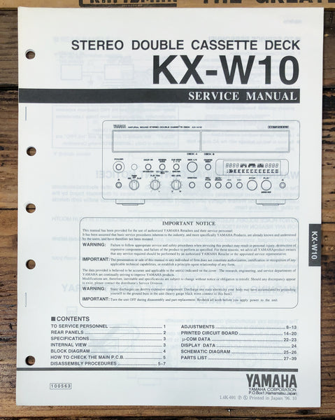 Yamaha KX-W10 Cassette Service Manual *Original*