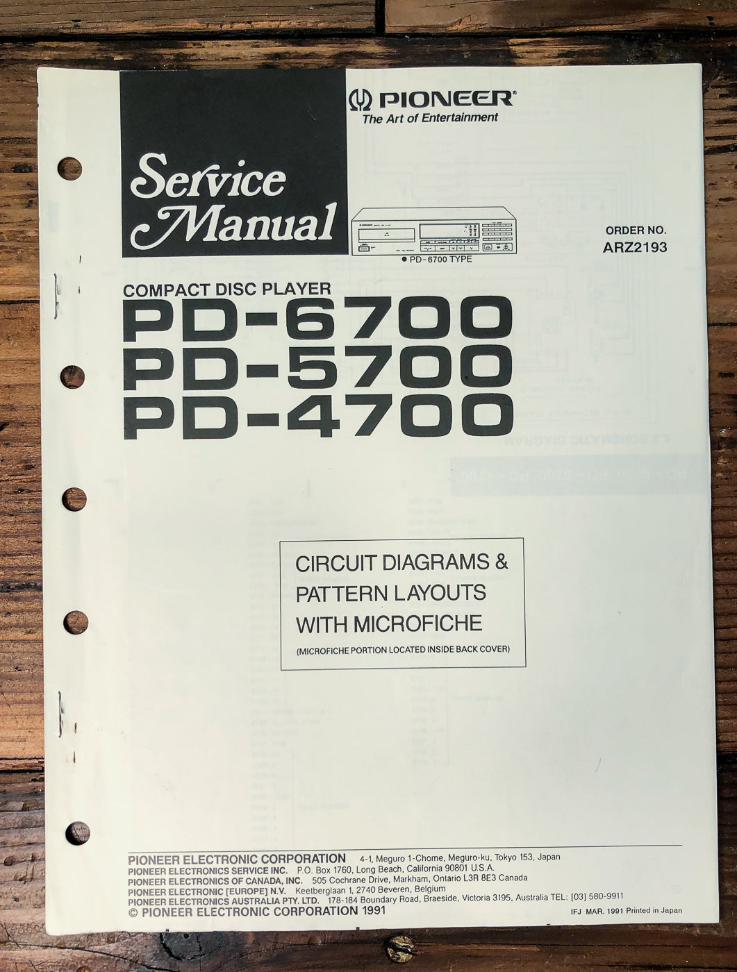 Pioneer PD-6700 PD-5700 PD-4700 CD Player Service Manual *Original*