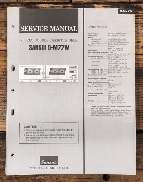 Sansui D-M77W Cassette  Service Manual *Original*