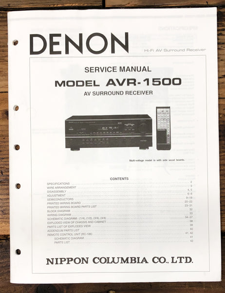 Denon AVR-1500 Receiver  Service Manual *Original*