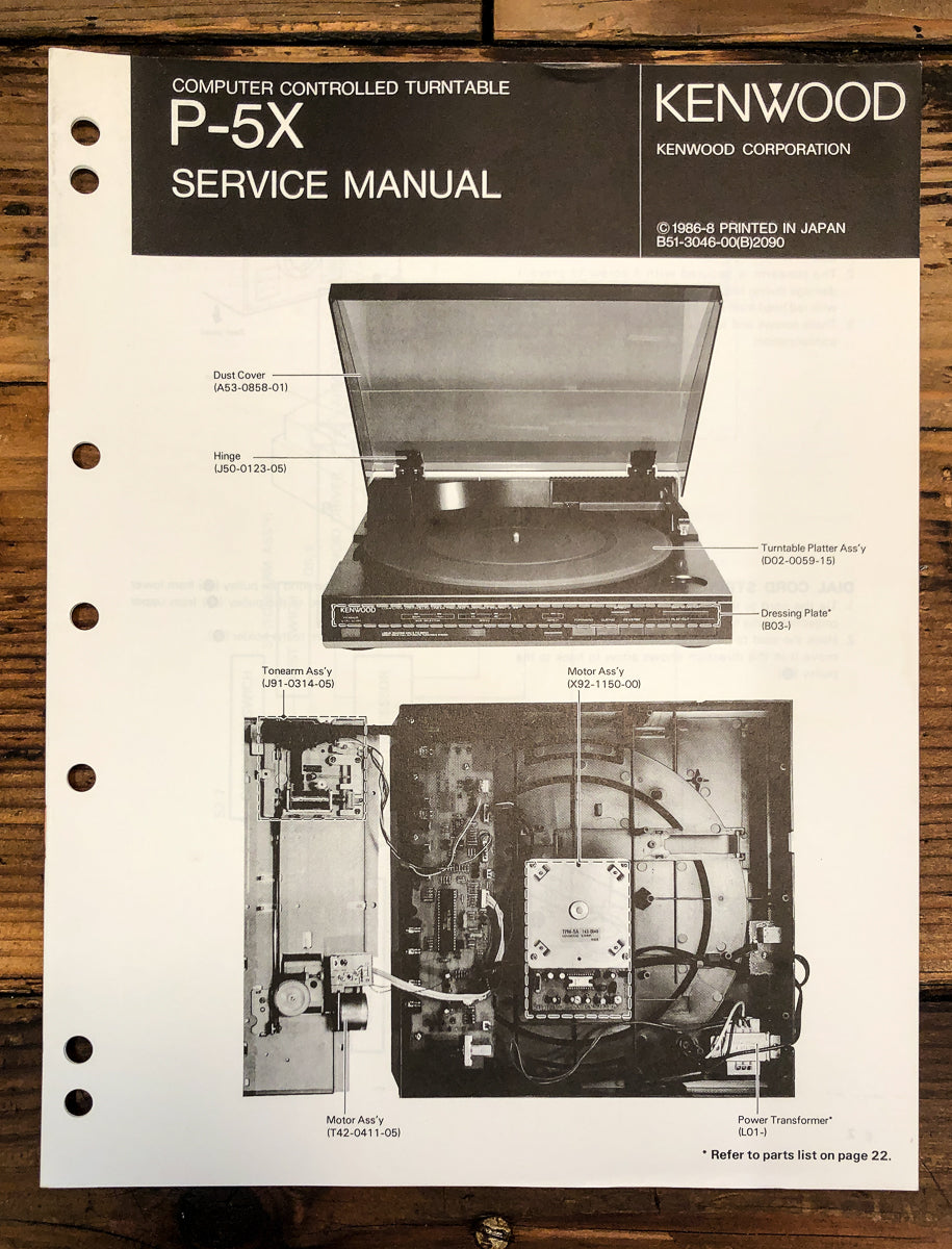 Kenwood P-5X Record Player / Turntable Service Manual *Original*