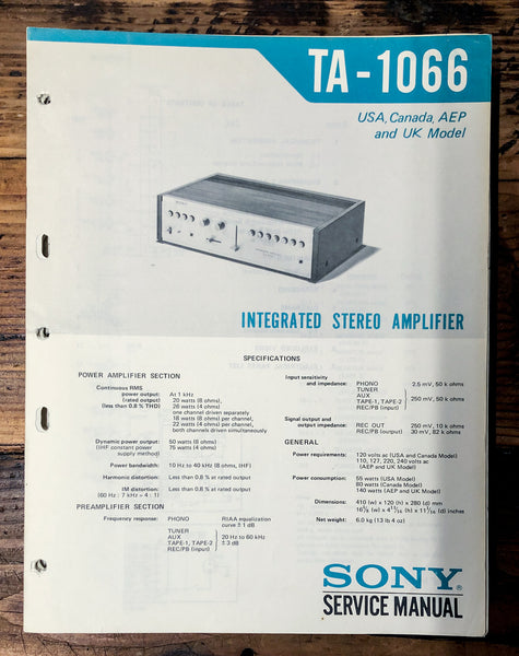 Sony TA-1066 Amplifier  Service Manual *Original*