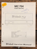 McIntosh MC754 MC-754 Amplifier  Service Manual *Original*