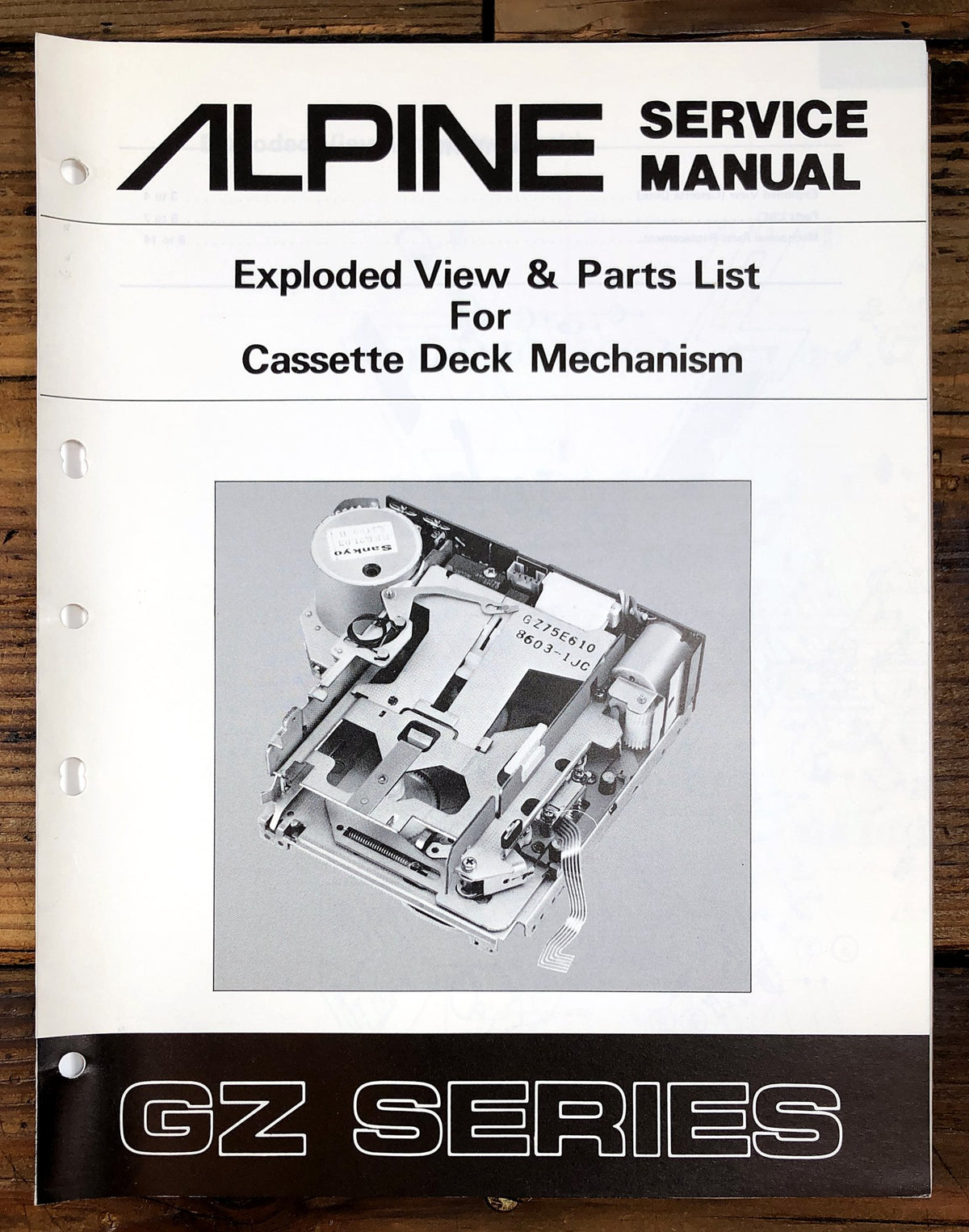 Alpine GZ Series Cassette Deck Mechanism Parts List *Original*