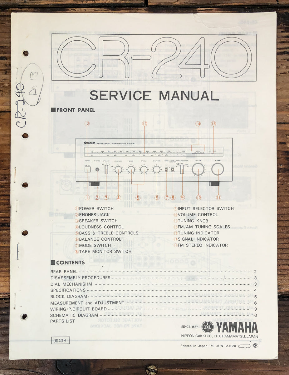 Yamaha CR-240 Receiver Service Manual *Original*