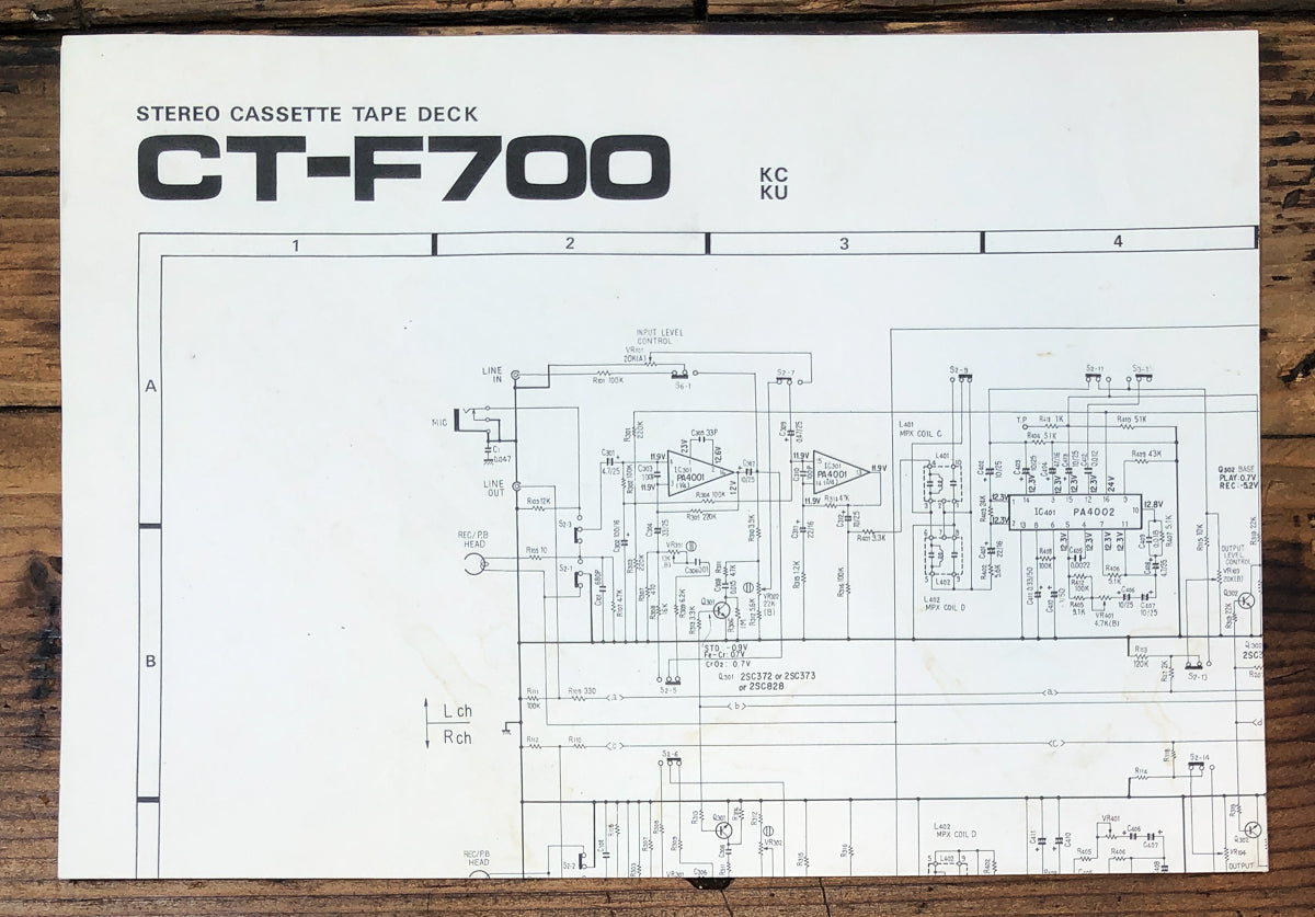 Pioneer CT-F700 Cassette Fold Out Schematic *Original*