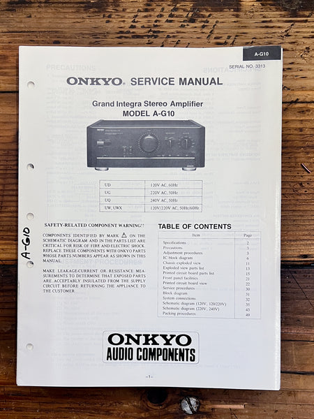 Sony A-G10 Amplifier  Service Manual *Original*