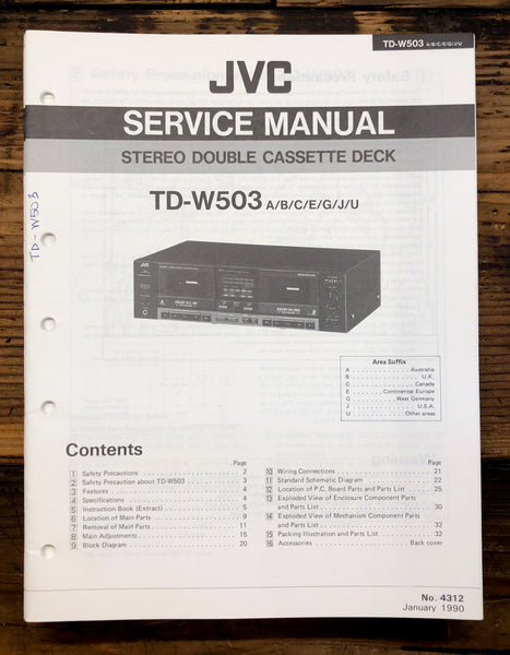 JVC TD-W503 Cassette  Service Manual *Original*