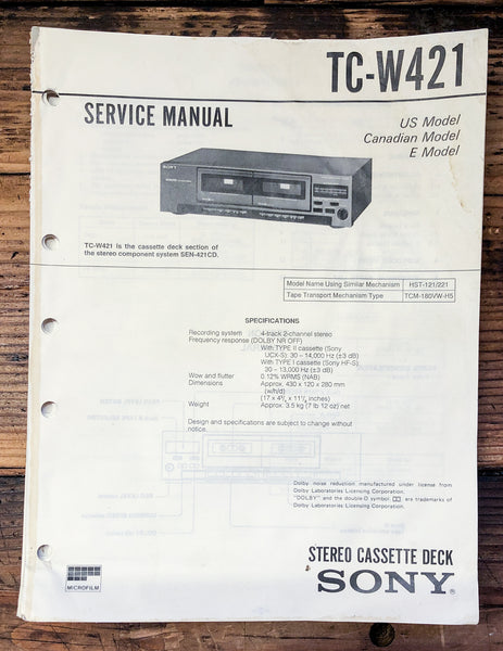 Sony TC-WR99ES Cassette Service Manual *Original*