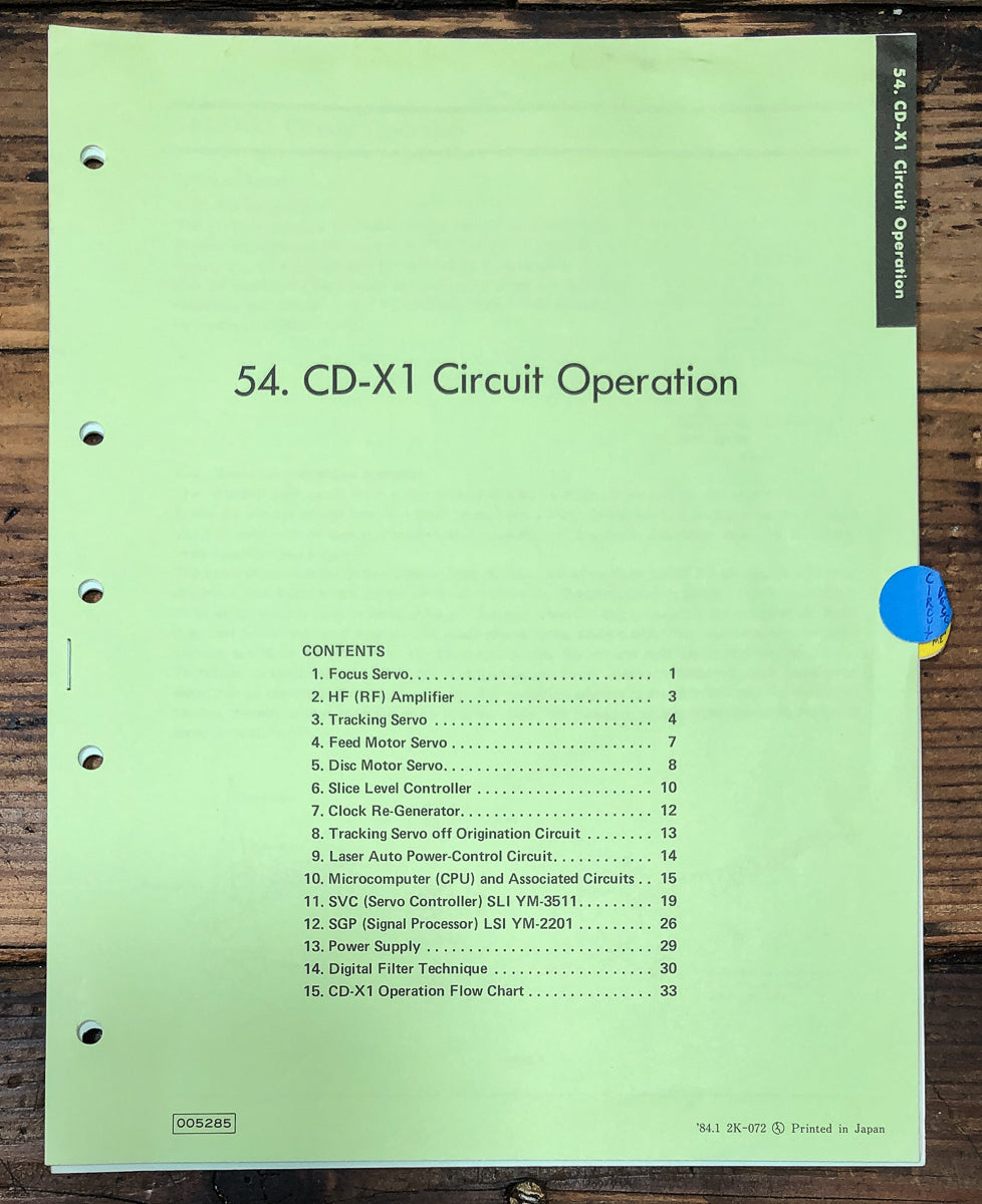 Yamaha CD-1 CD Player Circuit Operation Manual *Original*