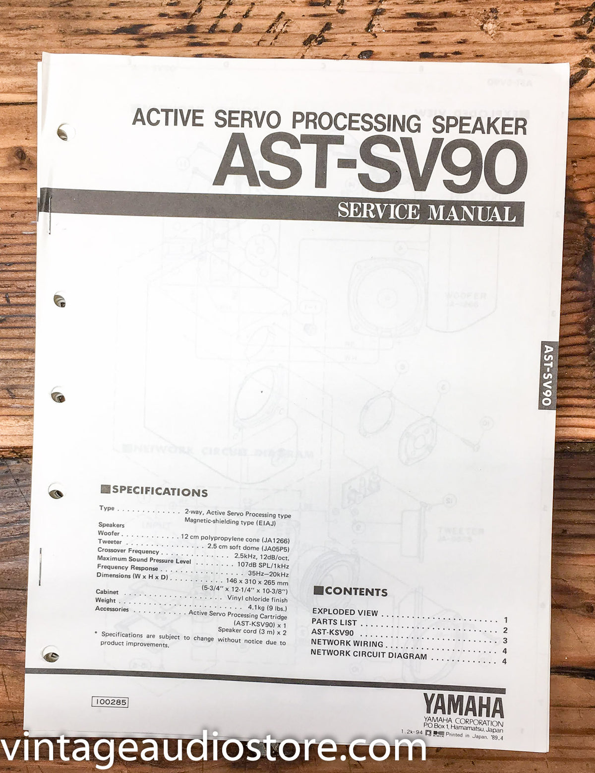 Yamaha AST-SV90 Speaker  Service Manual *Original*