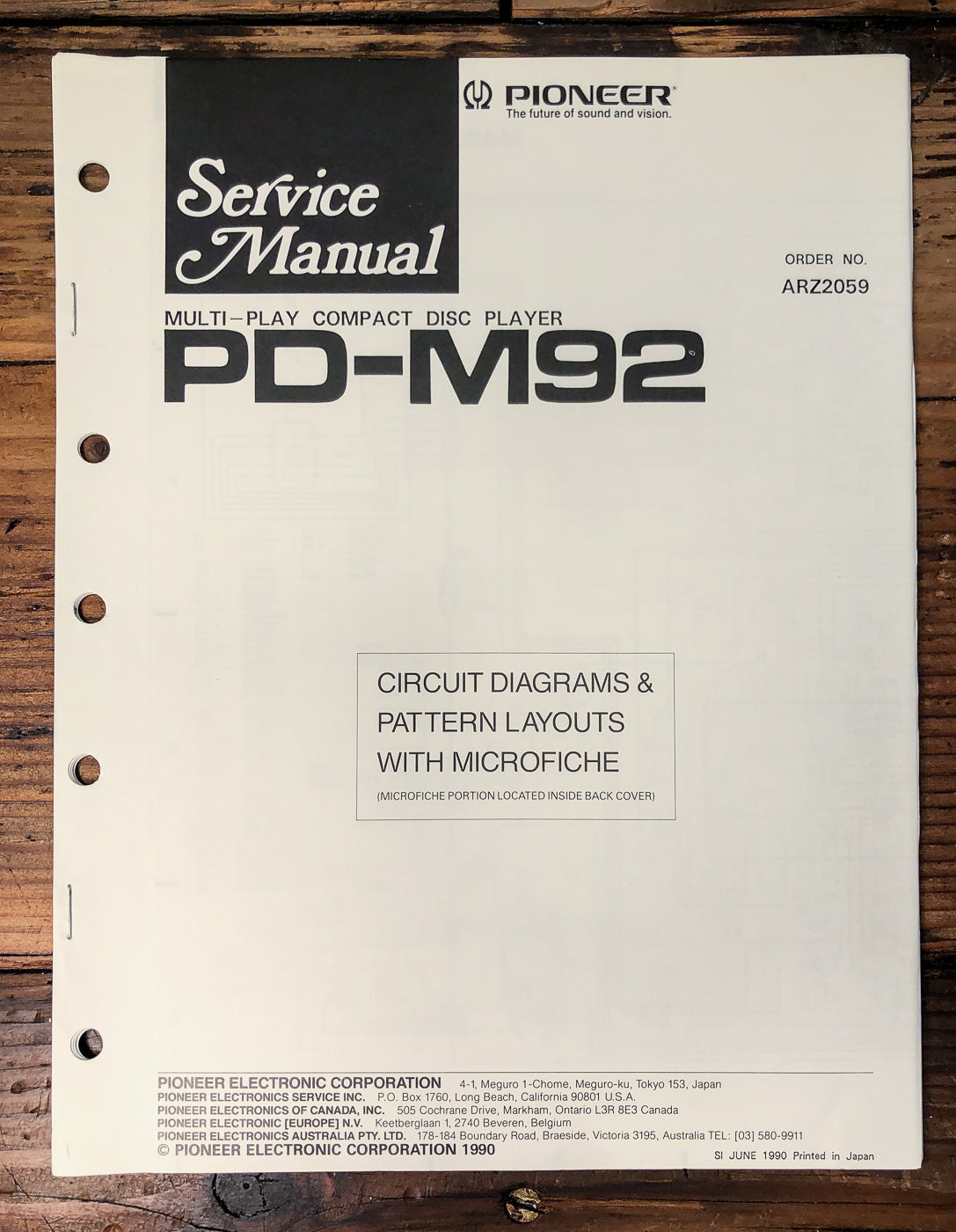 Pioneer PD-M92 CD Changer Service Manual *Original*