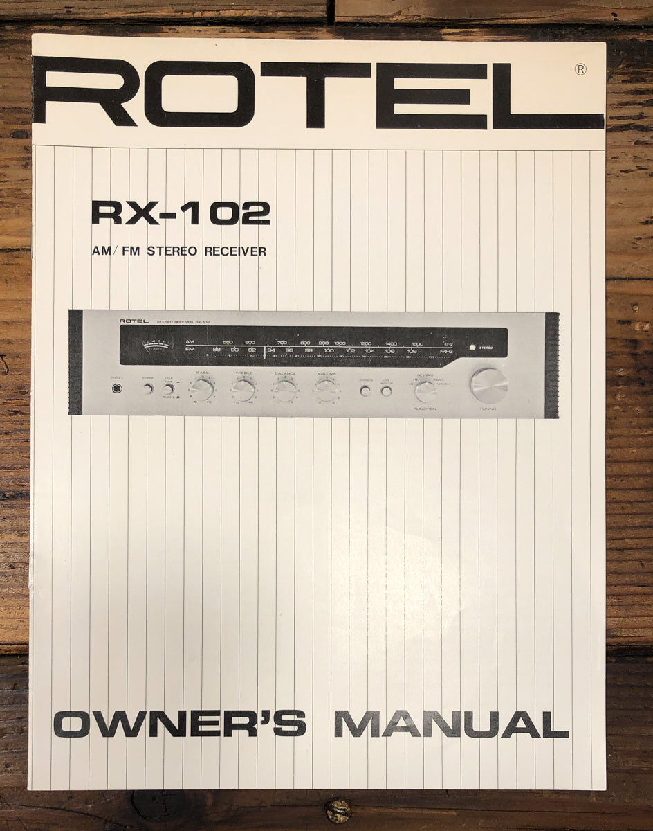 Rotel RX-102 Receiver Owners / User Manual *Original*