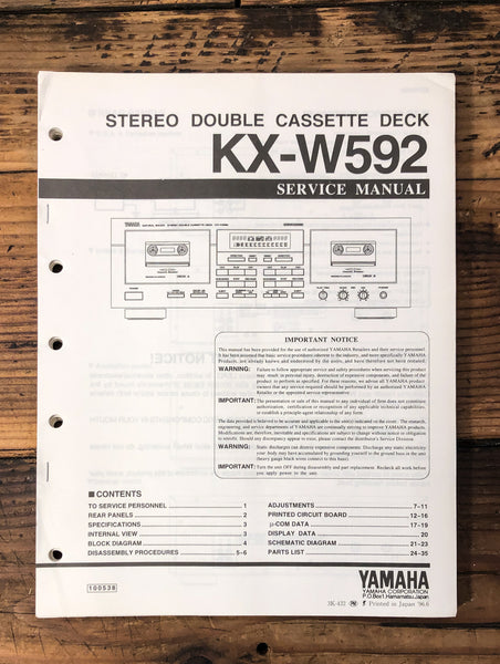 Yamaha KX-W592 Cassette  Service Manual *Original*