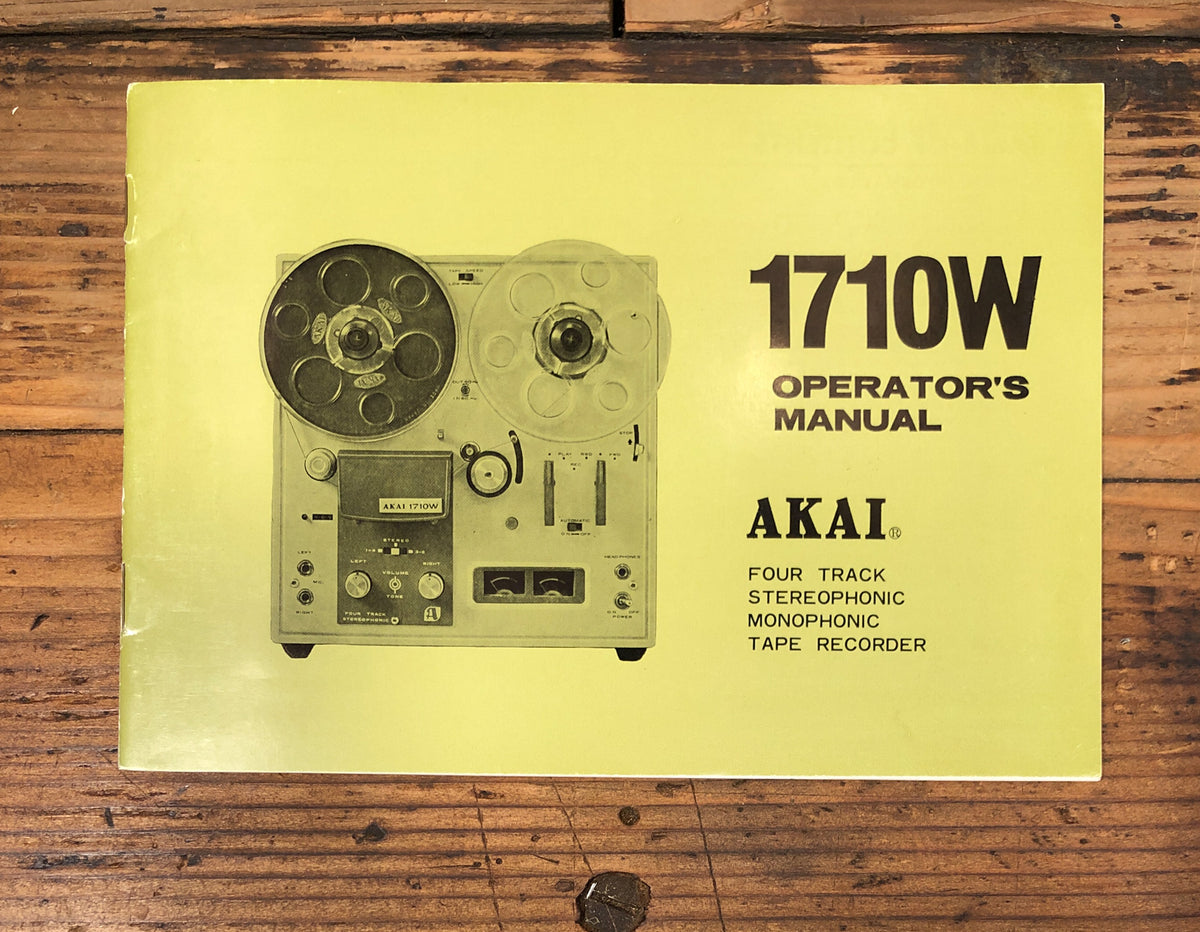 Akai Model 1710W Reel to Reel / Tape Owners / User Manual *Original*