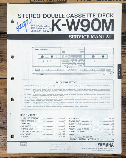 Yamaha KX-W90M Cassette  Service Manual *Original*