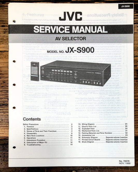 JVC JX-S900 AV Selector Service Manual *Original*