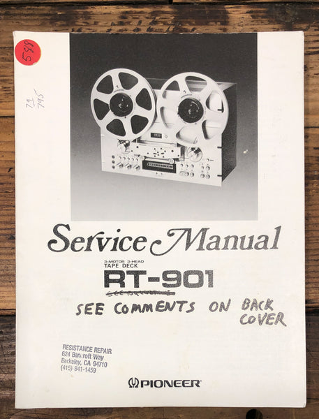 Pioneer RT-901 Reel to Reel  Service Manual *Original*