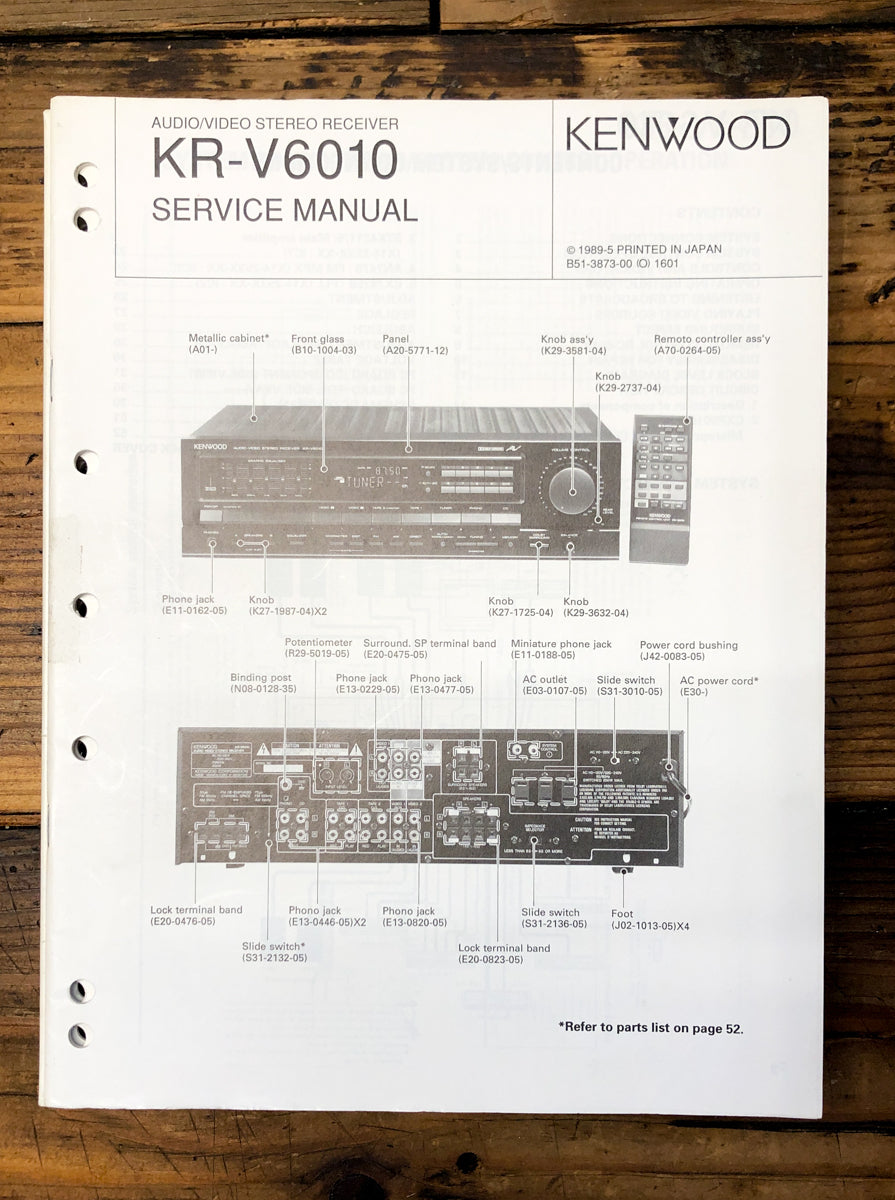Kenwood KR-V6010 Receiver  Service Manual *Original*