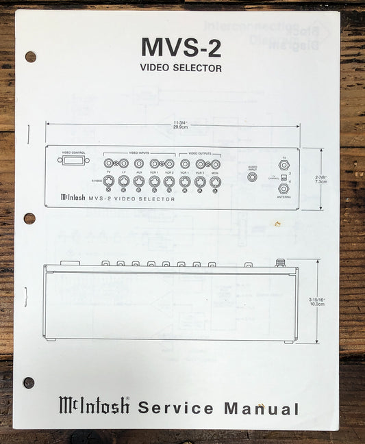 McIntosh MVS-2 Video Selector Service Manual *Original*