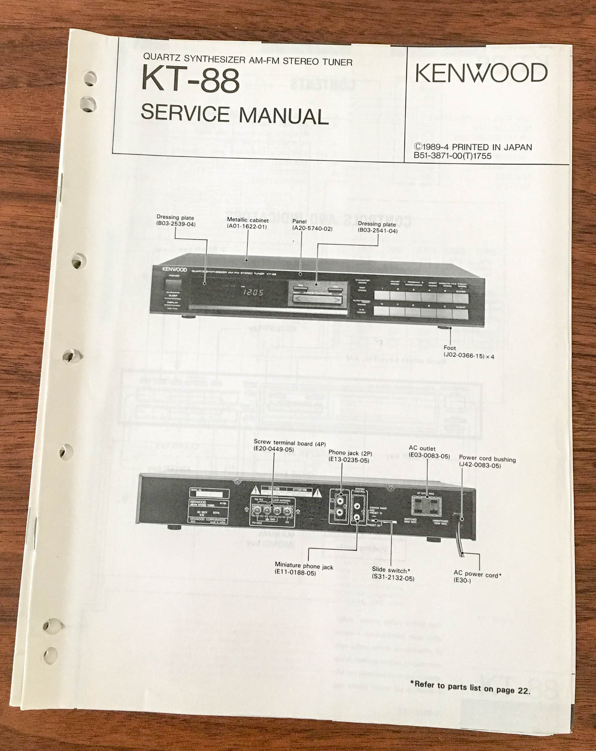 Kenwood KT-88 TUNER Service Manual *Original*