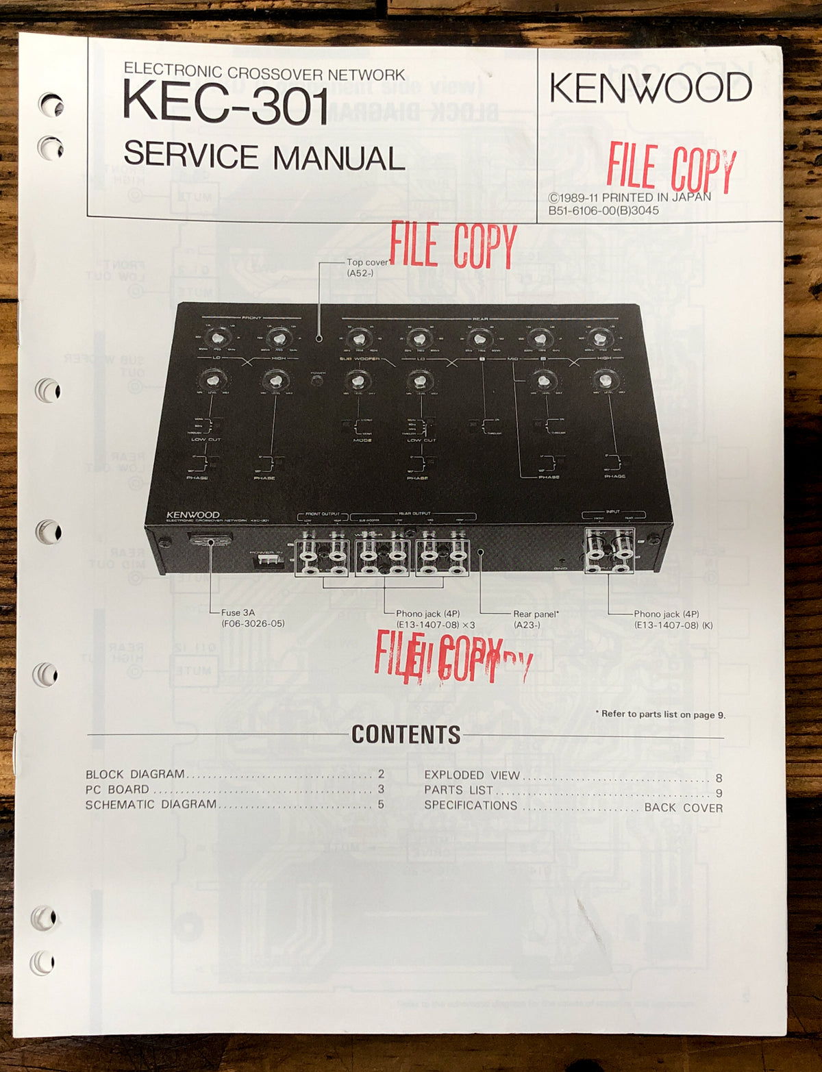 Kenwood KEC-301 Electronic Crossover  Service Manual *Original*