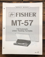 Fisher MT-57 Record Player / Turntable  Service Manual *Original*