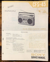 Sony CFS-45 Radio / Stereo Revised Service Manual *Original*