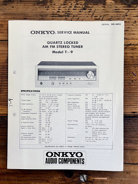 Sony T-9 Tuner  Service Manual *Original*