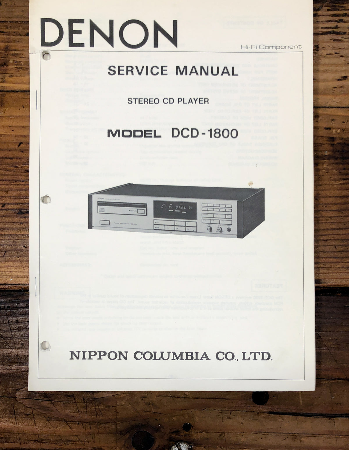 Denon DCD-1800 CD Player Service Manual *Original*