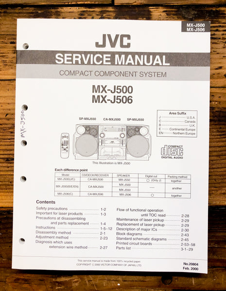 Sony MX-J500 MX-J506 Stereo  Service Manual *Original*