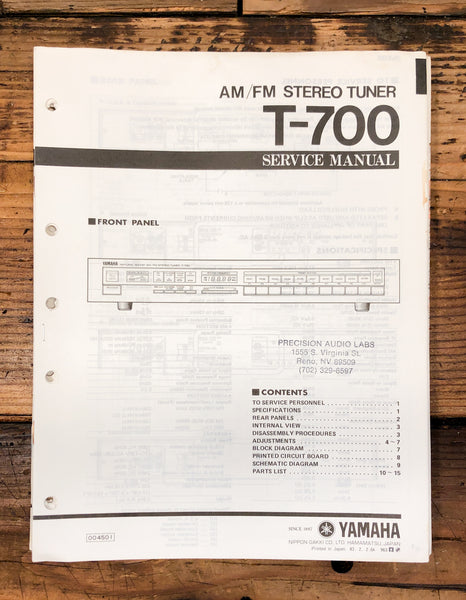 Yamaha T-700 Tuner  Service Manual *Original*