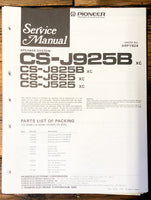 Pioneer CS-J525 -J625 -J825B -J925B Speaker  Service Manual *Original*