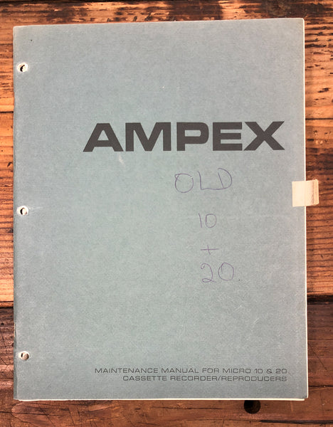 Ampex Micro 10 Micro 20 Cassette  Service Manual *Original*