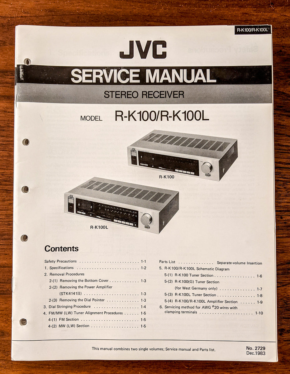 JVC R-K100 R-K100L Receiver Service Manual *Original*