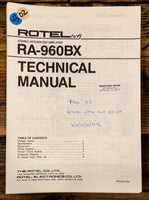 Rotel RA-960BX Amplifier  Service Manual *Original*