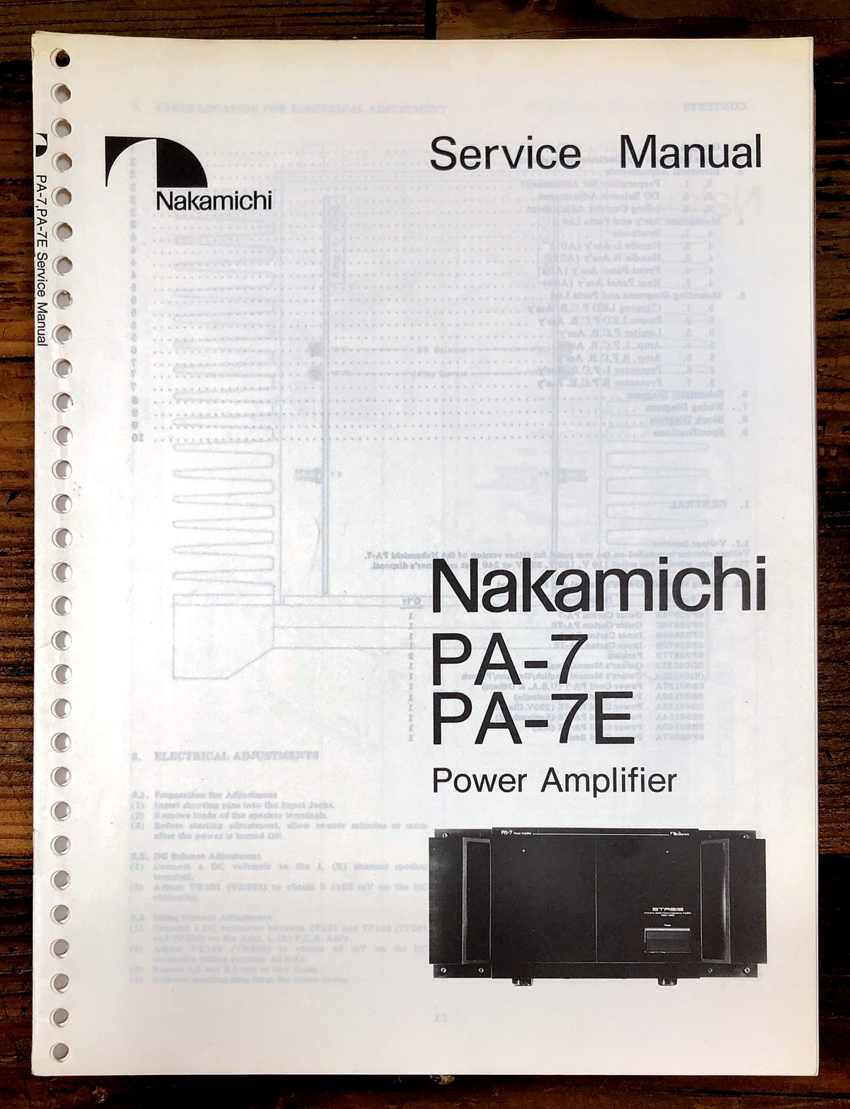 Nakamichi PA-7 PA-7A PA-7E Power Amplifier Service Manual *Original*