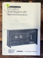 Tandberg TCD-420A Cassette Circuit Diagrams & Alignment Manual  *Original*